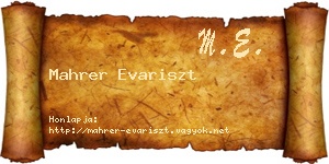 Mahrer Evariszt névjegykártya